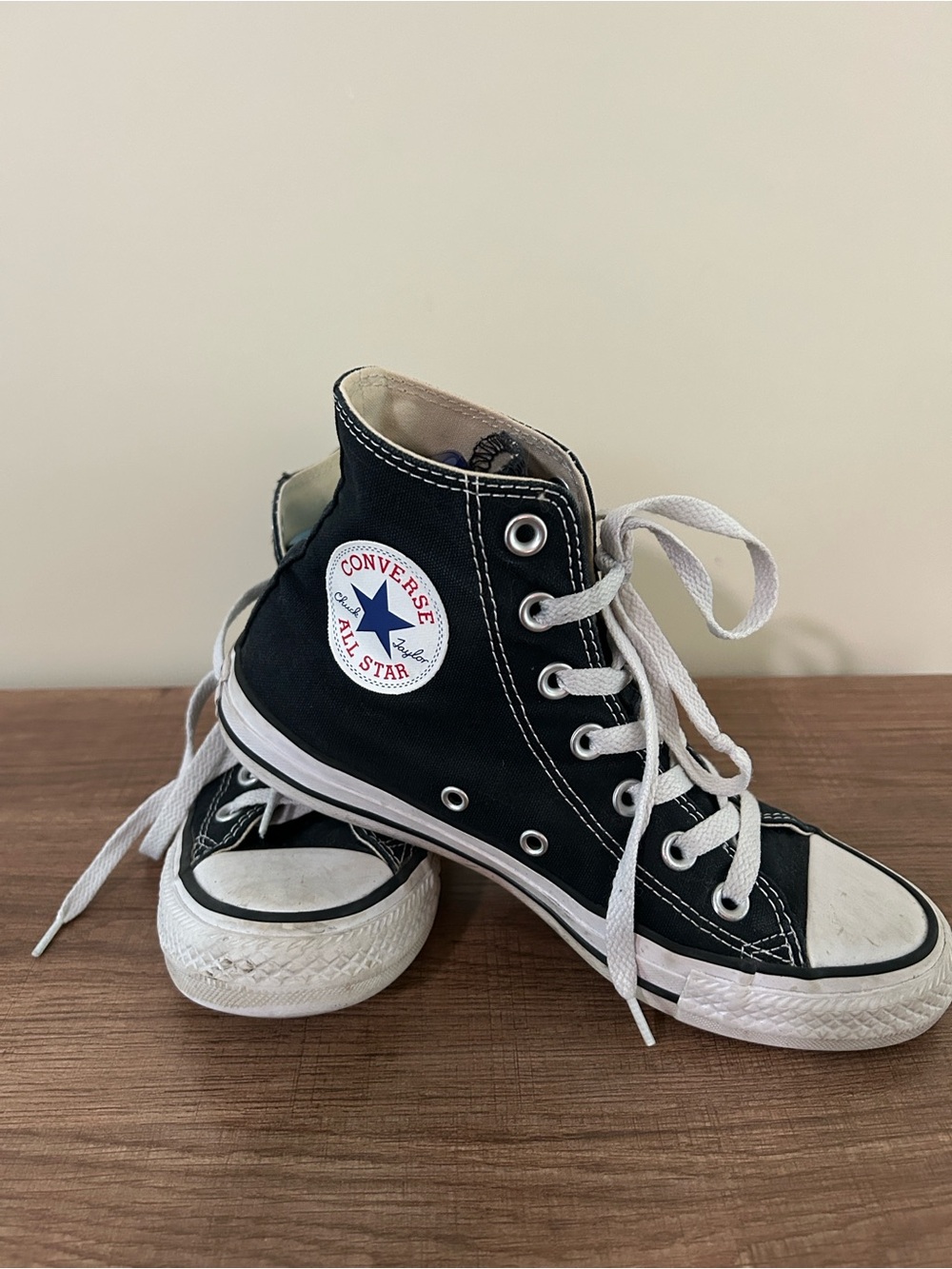 Black High-Top Canvas Sneakers with White Laces
